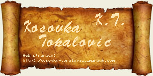 Kosovka Topalović vizit kartica